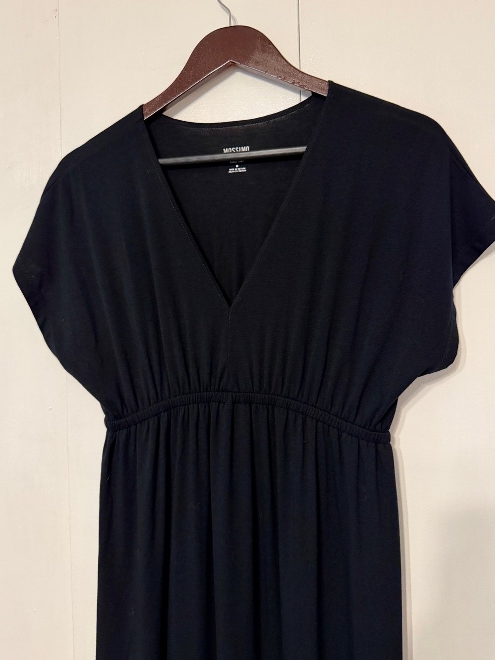 Mossimo Black Maxi Dress V-Neck Cap Sleeve Size M